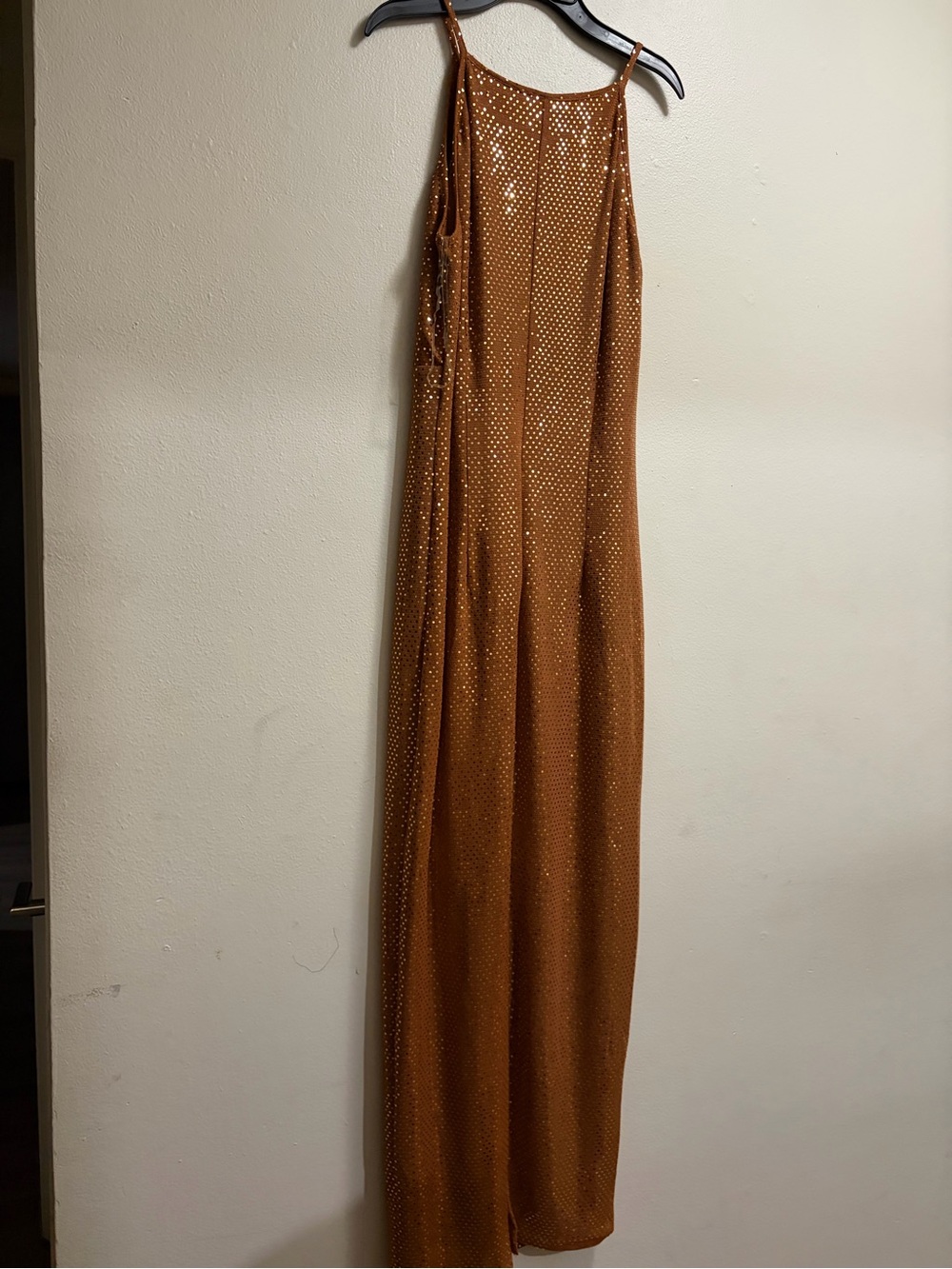 Others Follow Copper Sequin Maxi Slip Dress